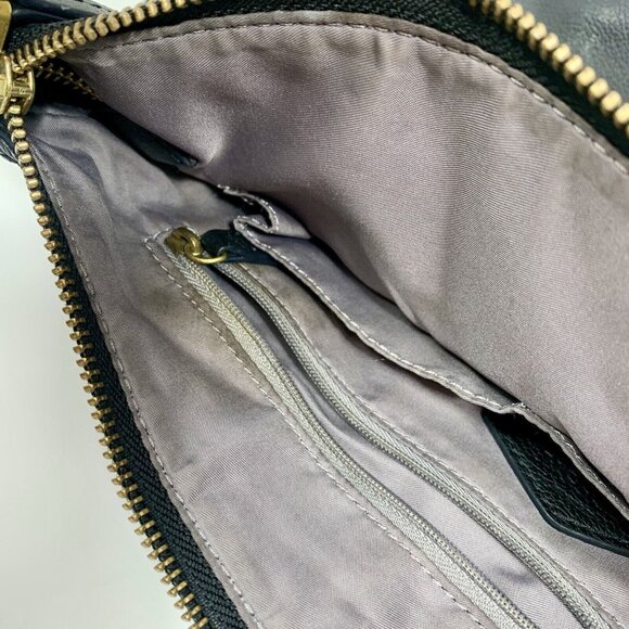 FOSSIL Black Pebble Leather Bag CROSSBODY MESSENGER SADDLE Two ZIP Front - Picture 15 of 16